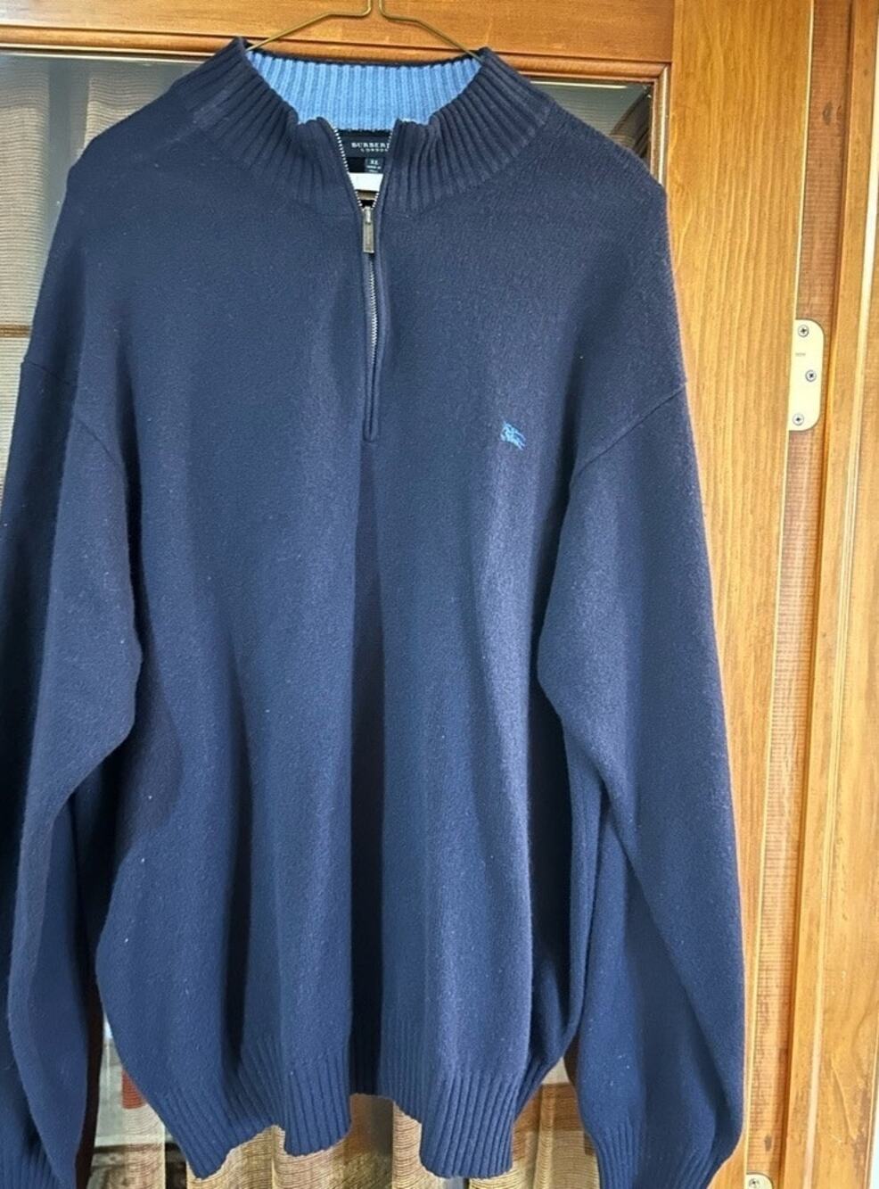 Men's Burberry, London half zip lambswool pullover size XL made in Italy
